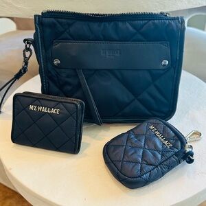 MZ Wallace Navy Wristlet and/or Crossbody (including wallet and large pouch)